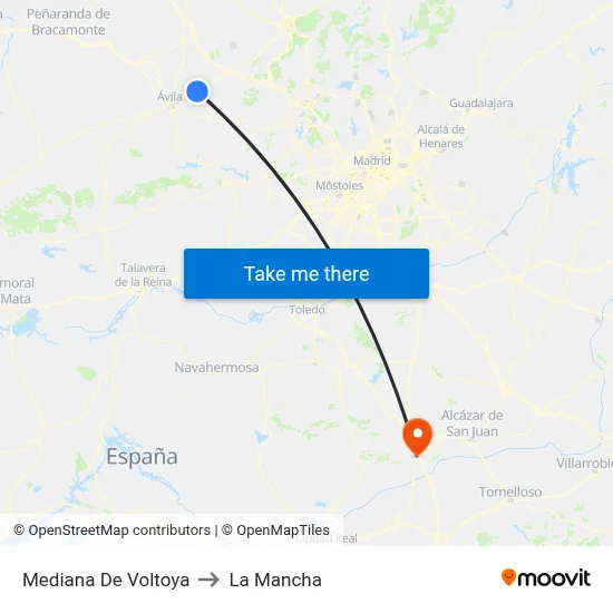 Mediana De Voltoya to La Mancha map