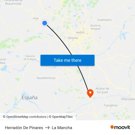 Herradón De Pinares to La Mancha map