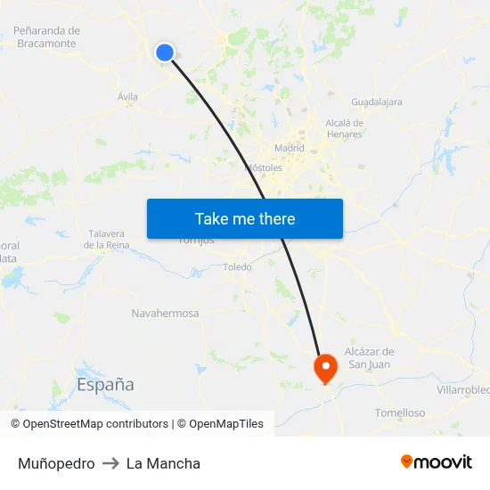Muñopedro to La Mancha map