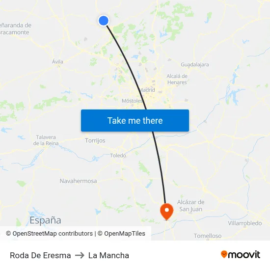 Roda De Eresma to La Mancha map