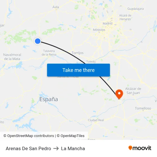 Arenas De San Pedro to La Mancha map