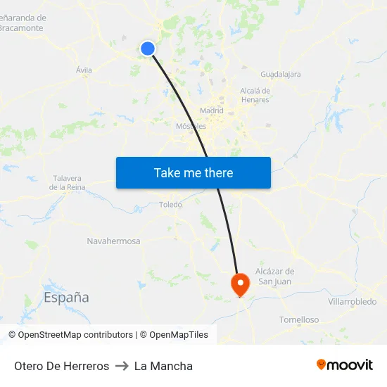 Otero De Herreros to La Mancha map