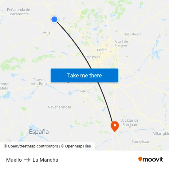 Maello to La Mancha map