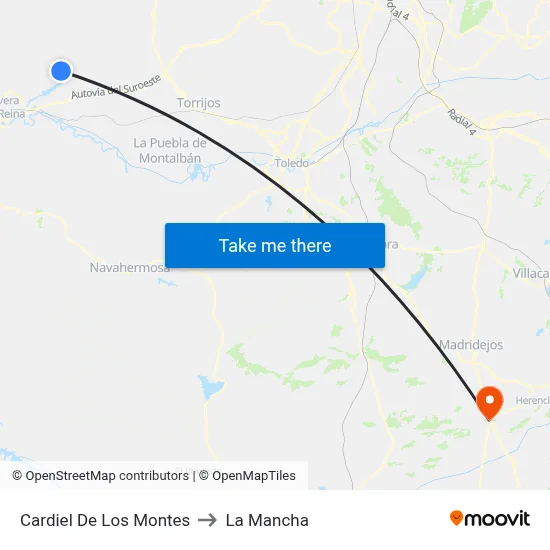 Cardiel De Los Montes to La Mancha map