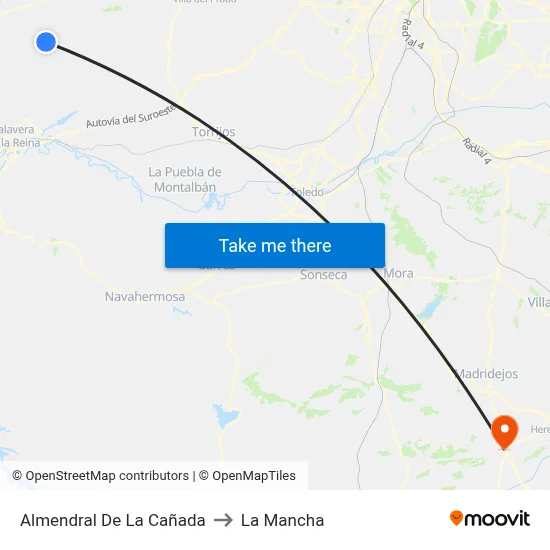 Almendral De La Cañada to La Mancha map