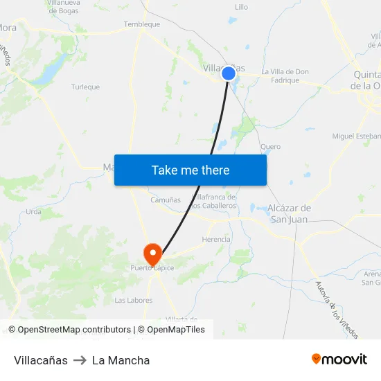 Villacañas to La Mancha map