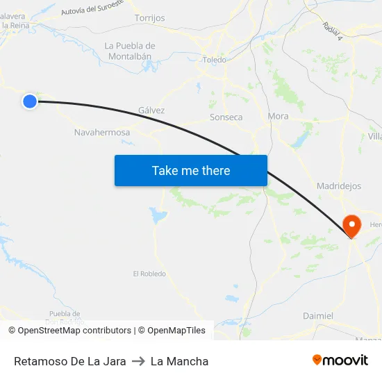 Retamoso De La Jara to La Mancha map