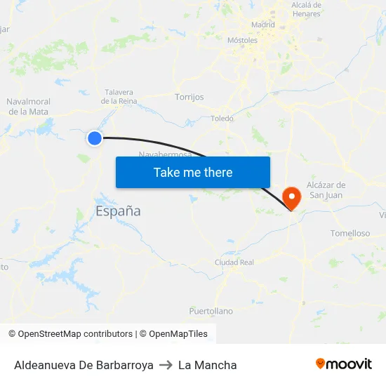Aldeanueva De Barbarroya to La Mancha map