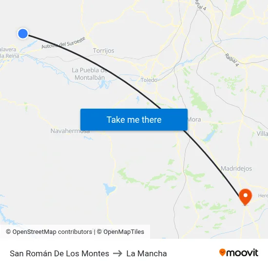 San Román De Los Montes to La Mancha map