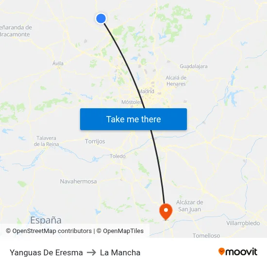 Yanguas De Eresma to La Mancha map