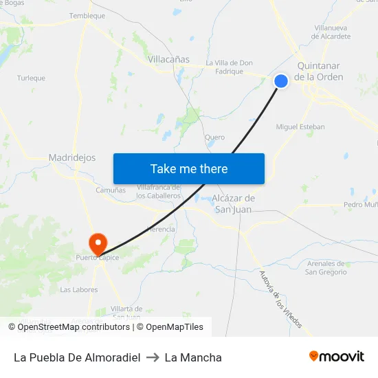 La Puebla De Almoradiel to La Mancha map