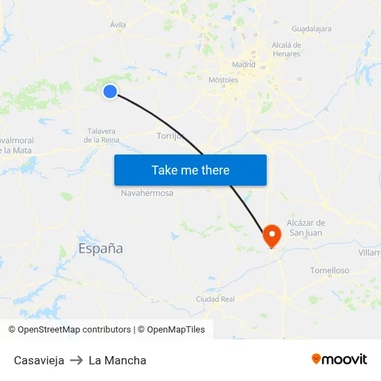 Casavieja to La Mancha map