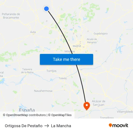 Ortigosa De Pestaño to La Mancha map