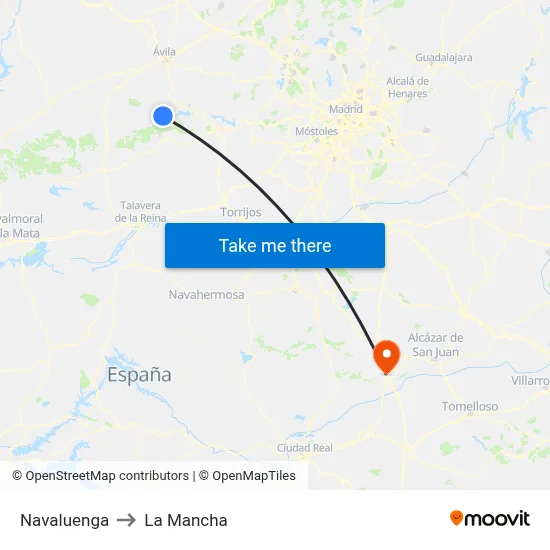 Navaluenga to La Mancha map