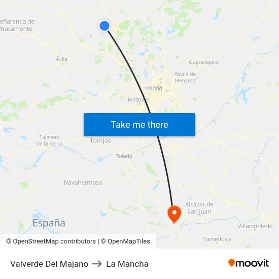 Valverde Del Majano to La Mancha map