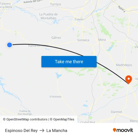 Espinoso Del Rey to La Mancha map