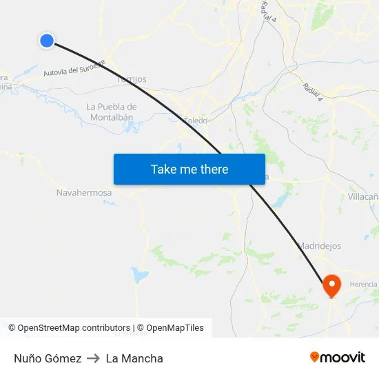 Nuño Gómez to La Mancha map