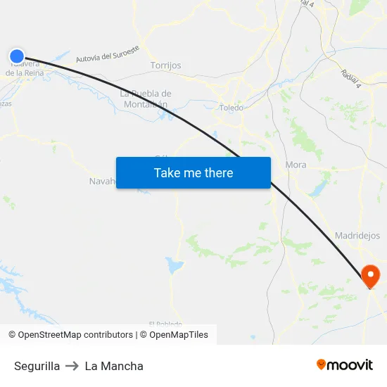 Segurilla to La Mancha map