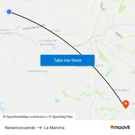 Navamorcuende to La Mancha map