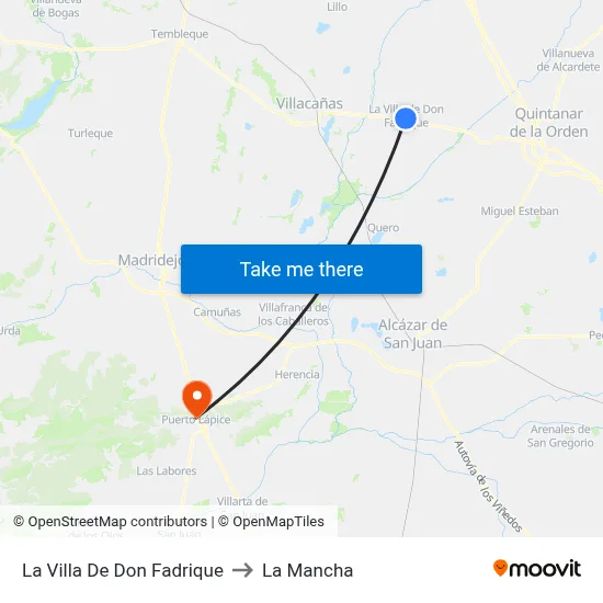 La Villa De Don Fadrique to La Mancha map