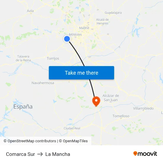 Comarca Sur to La Mancha map