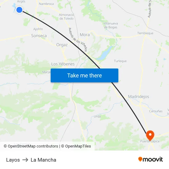 Layos to La Mancha map