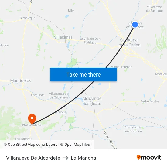 Villanueva De Alcardete to La Mancha map