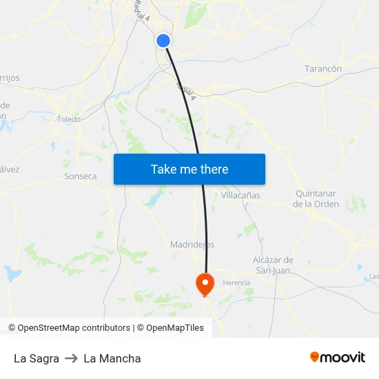 La Sagra to La Mancha map