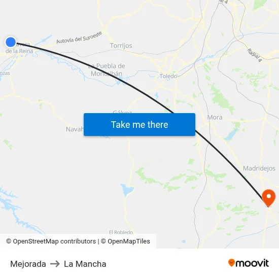 Mejorada to La Mancha map