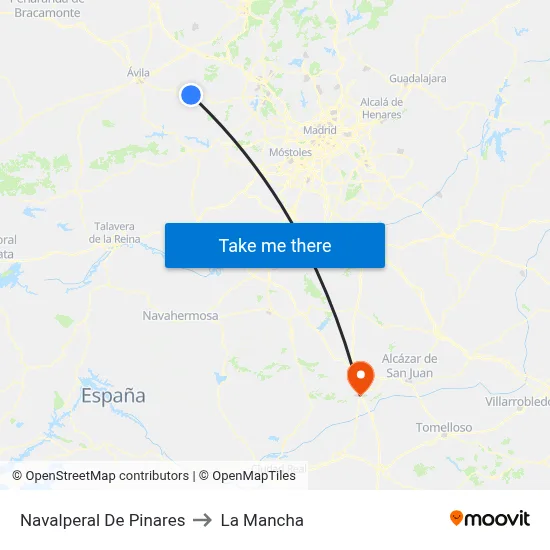 Navalperal De Pinares to La Mancha map