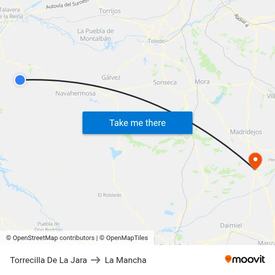 Torrecilla De La Jara to La Mancha map