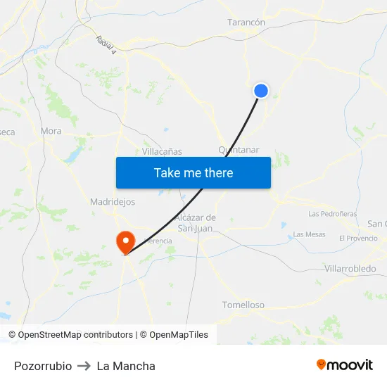 Pozorrubio to La Mancha map