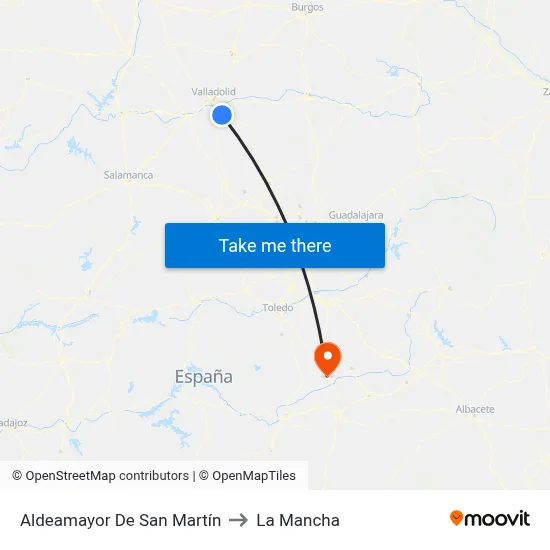 Aldeamayor De San Martín to La Mancha map