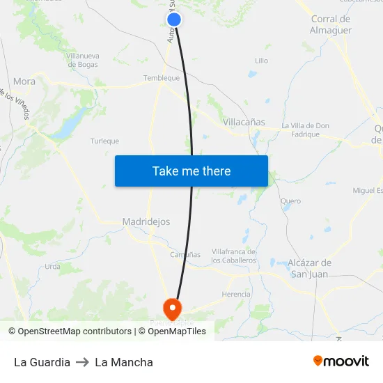 La Guardia to La Mancha map