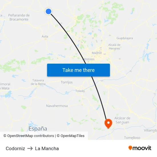 Codorniz to La Mancha map