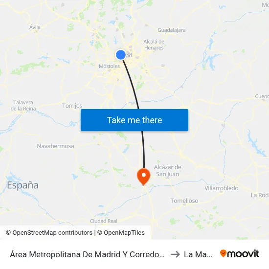 Área Metropolitana De Madrid Y Corredor Del Henares to La Mancha map