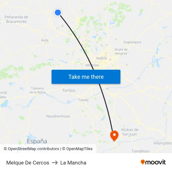 Melque De Cercos to La Mancha map