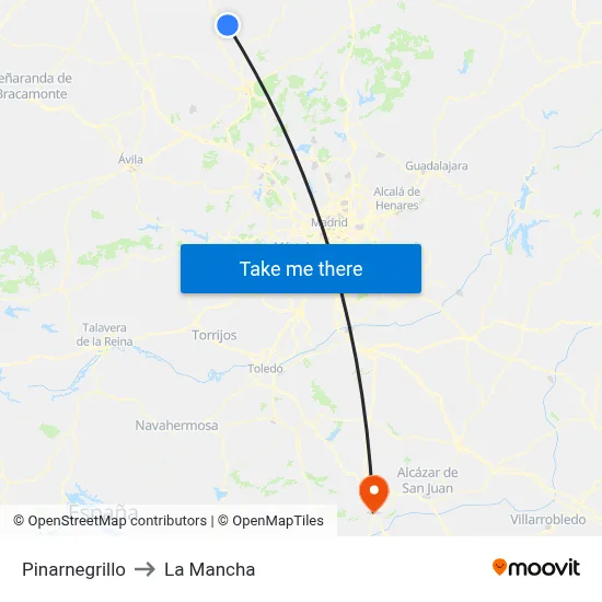 Pinarnegrillo to La Mancha map