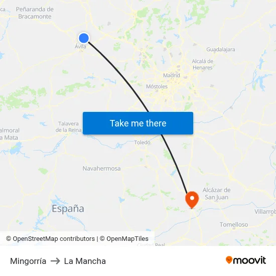 Mingorría to La Mancha map