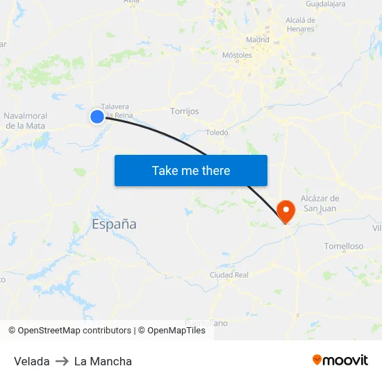 Velada to La Mancha map