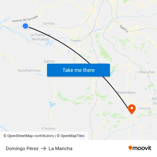 Domingo Pérez to La Mancha map