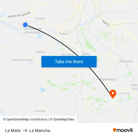 La Mata to La Mancha map