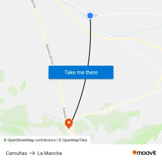 Camuñas to La Mancha map