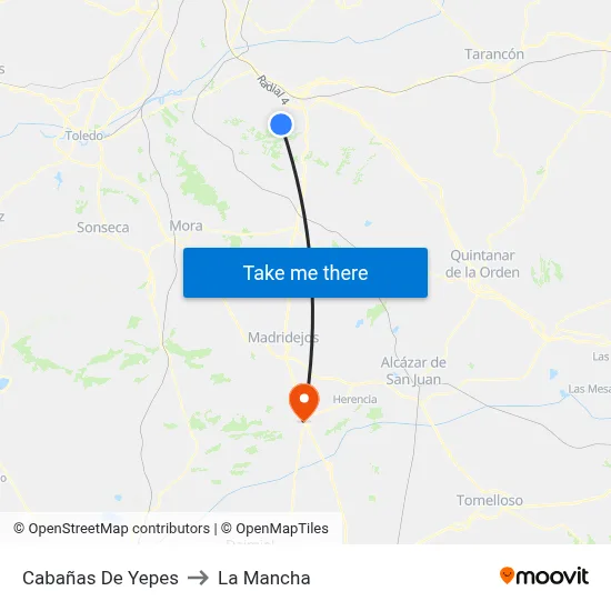 Cabañas De Yepes to La Mancha map