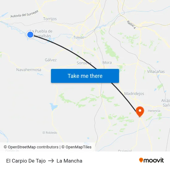 El Carpio De Tajo to La Mancha map