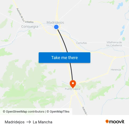 Madridejos to La Mancha map
