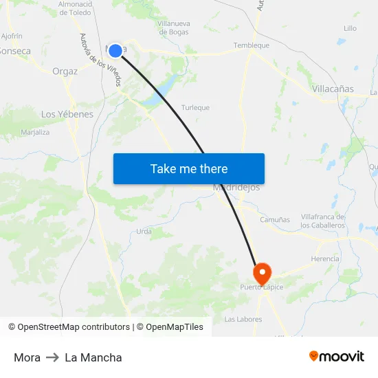 Mora to La Mancha map