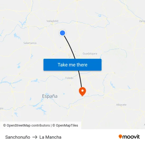 Sanchonuño to La Mancha map
