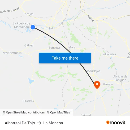 Albarreal De Tajo to La Mancha map
