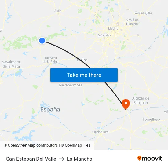 San Esteban Del Valle to La Mancha map